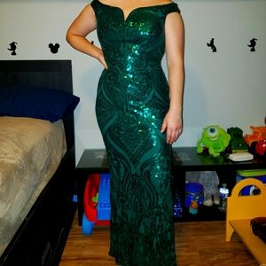 Emerald green evening gown